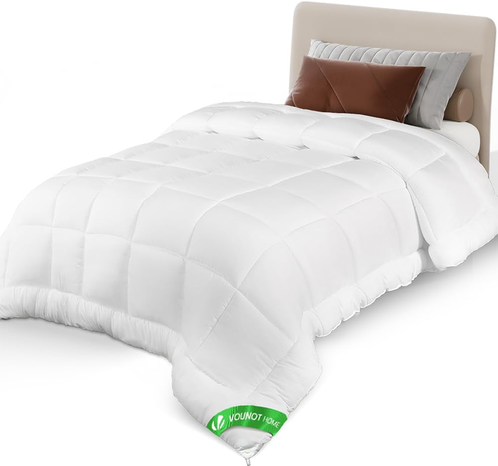 VOUNOT Dyne 155X200Cm, 4 Sæsoners Vinterdyne Sæt med 2 500GSM, bestående af 2 dyner knyttet sammen Tilpasningsdyne til sommer og vinter, Oeko-Tex Standard Dyner og dyner Naty Shop Helårstæppe 155X200Cm
