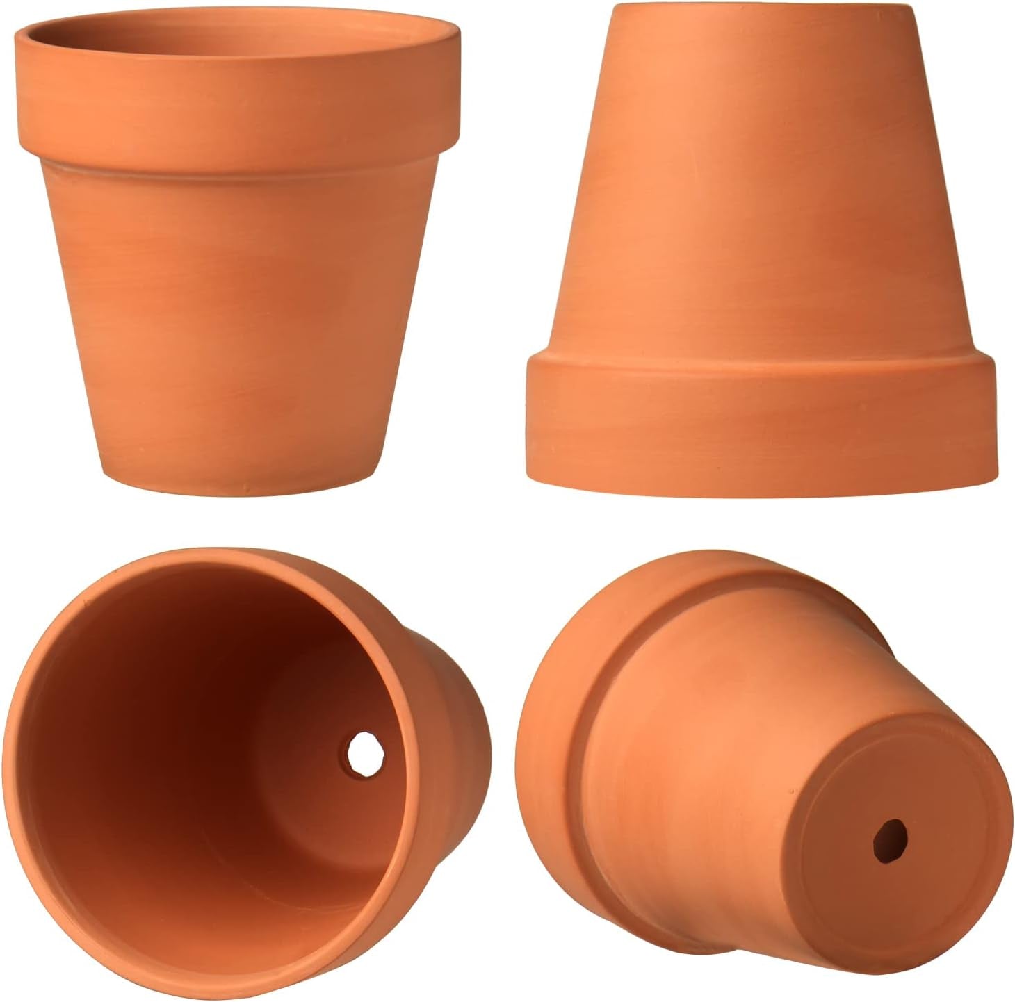 Hollyone 8-delt lille terrakotta-plantekassesæt, 8x8 cm runde lerpotter med tallerken og drænhul, små plantekasser med bakke, terrakotta-sukkulentpotter til indendørs planter, keramiske plantekasser