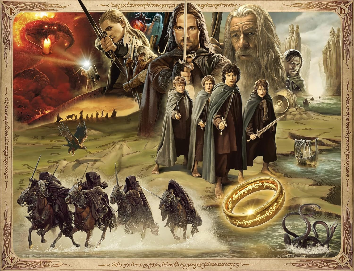 Ravensburger Puzzle 16927 - LOTR: The Fellowship of the Ring - Ringenes Herre 2000 brikker puslespil for voksne og børn over 14 år Puslespil Naty Shop Standard titel