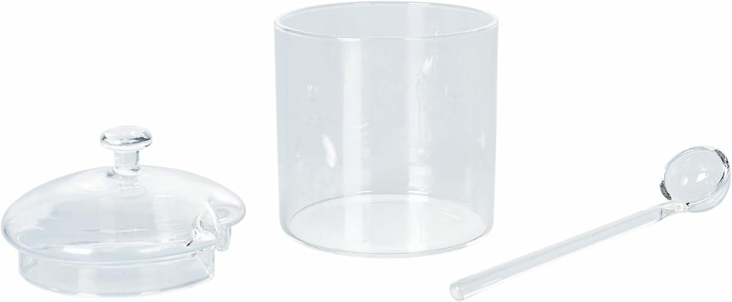 300 ml transparent borosilikatglas med låg og ske Godmorgen