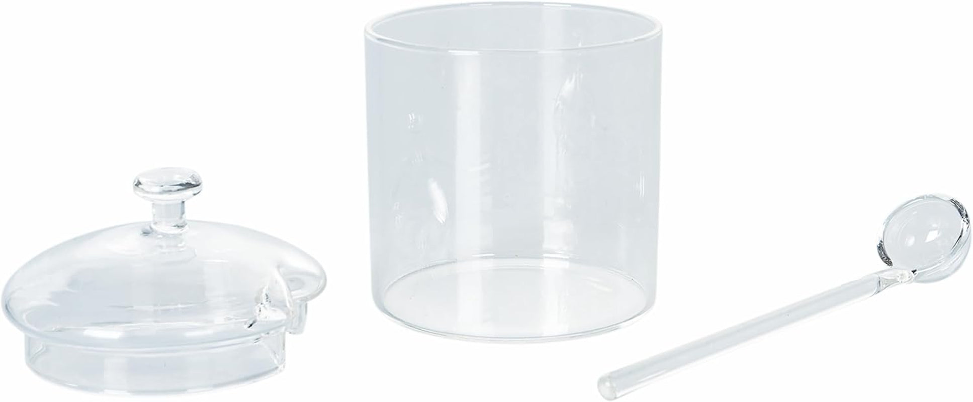 300 ml transparent borosilikatglas med låg og ske Godmorgen