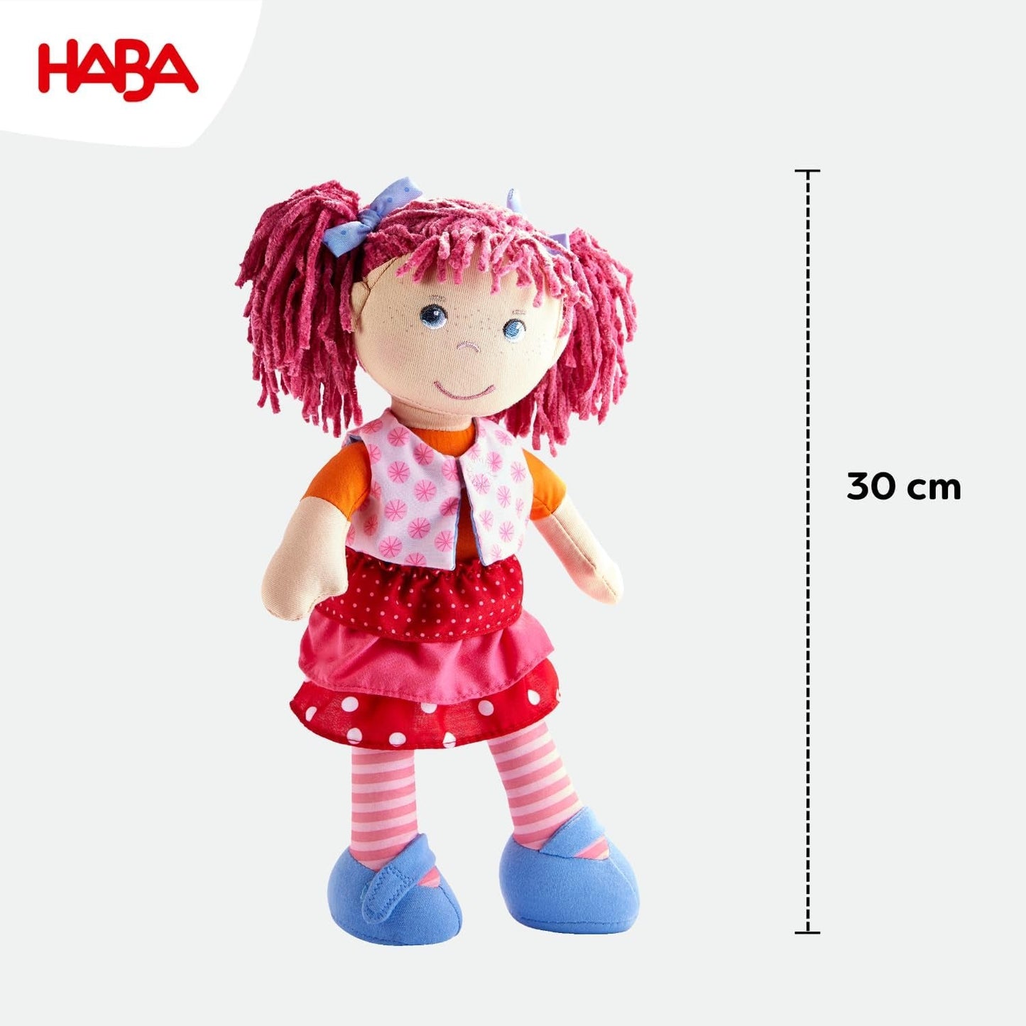 HABA Lily Lou dukke - Blød stofdukke fra 18 måneder - 30 cm med tøj og hår - Ideel legekammerat til små børn - 1302842001