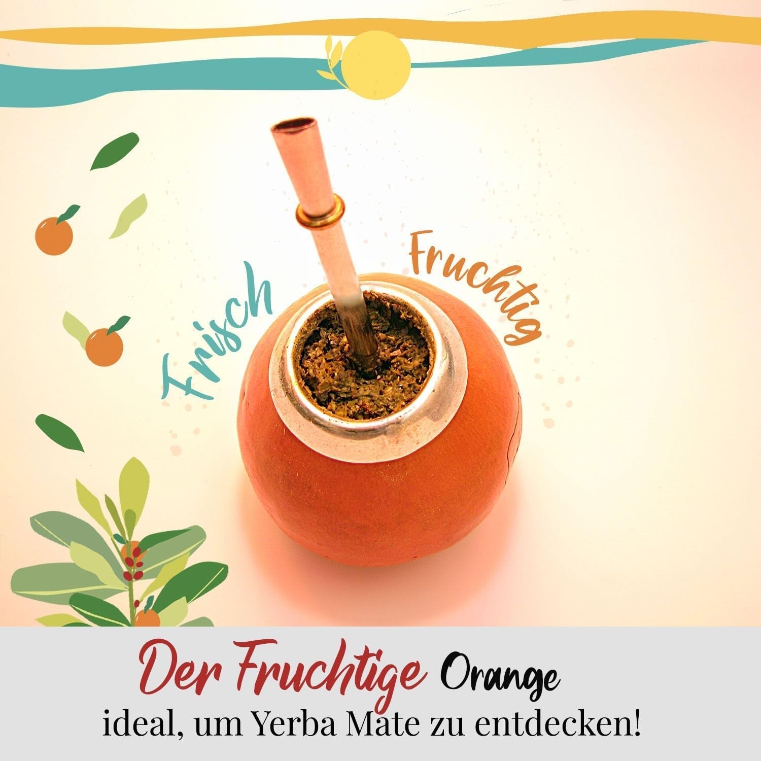 ORIGEENS BIO YERBA MATE med appelsiner 200 G - Frugtagtig te I Økologisk uristet Yerba Mate te, uden stilke og støv I Energigivende og afgiftende drik