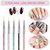 Sularpek Nail Art Pinsel, 5 Stück Nageldesign Pinsel, Nail Art Dotting Tools, Nail Art Liner-Pinsel, Zum Herstellen Von Nagellack, Punktieren, Feinmalerei, DIY