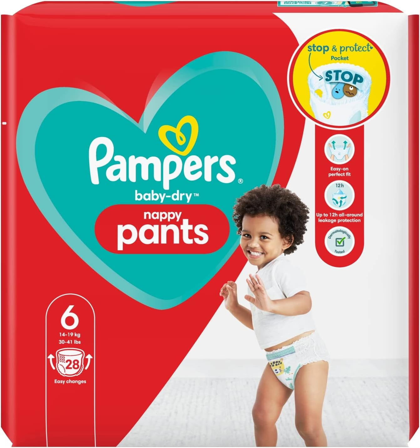Pampers Baby-Dry bleer, str. 8, 43 bleer, fra 19 kg, Jumbo+ pakke