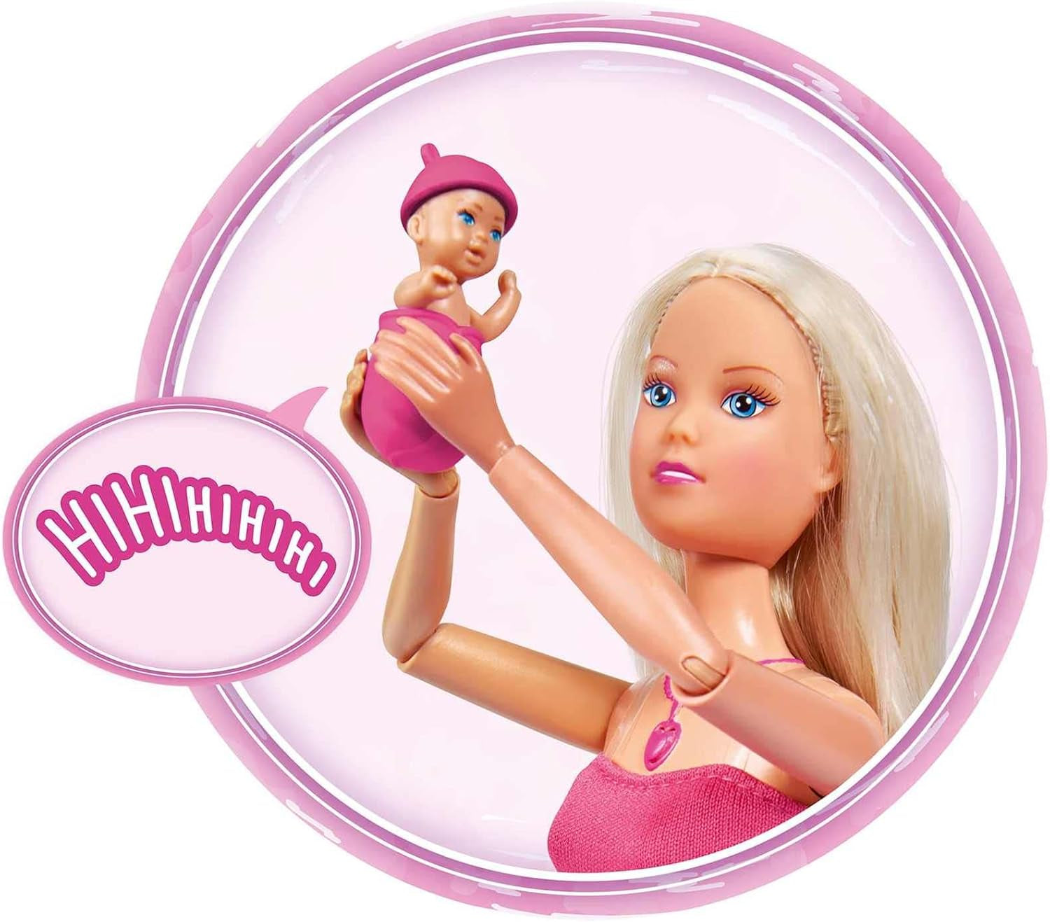 Simba 105733480 - Steffi Love Baby Bliss, gravid dukke og fantastiske lyde, babytilbehør og bæresele