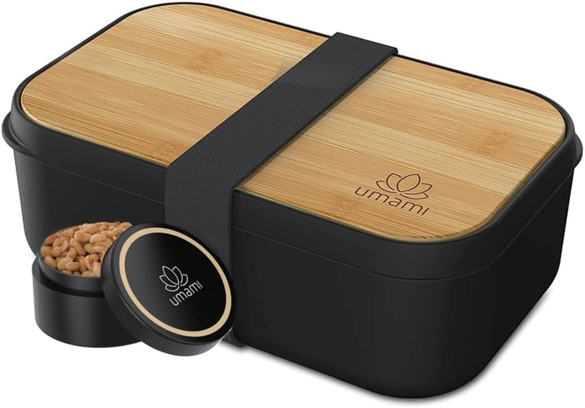 Umami Madpakke til voksne, Lækagesikker stabelbar Bento-kasse med 4 bestik og rum, Voksen Madkasse, To-Go-salatbeholder, Picnic-/kontormadkasse, koksgrå, 1500 ml