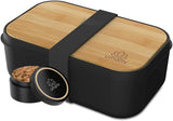 Umami Madpakke til voksne, Lækagesikker stabelbar Bento-kasse med 4 bestik og rum, Voksen Madkasse, To-Go-salatbeholder, Picnic-/kontormadkasse, koksgrå, 1500 ml