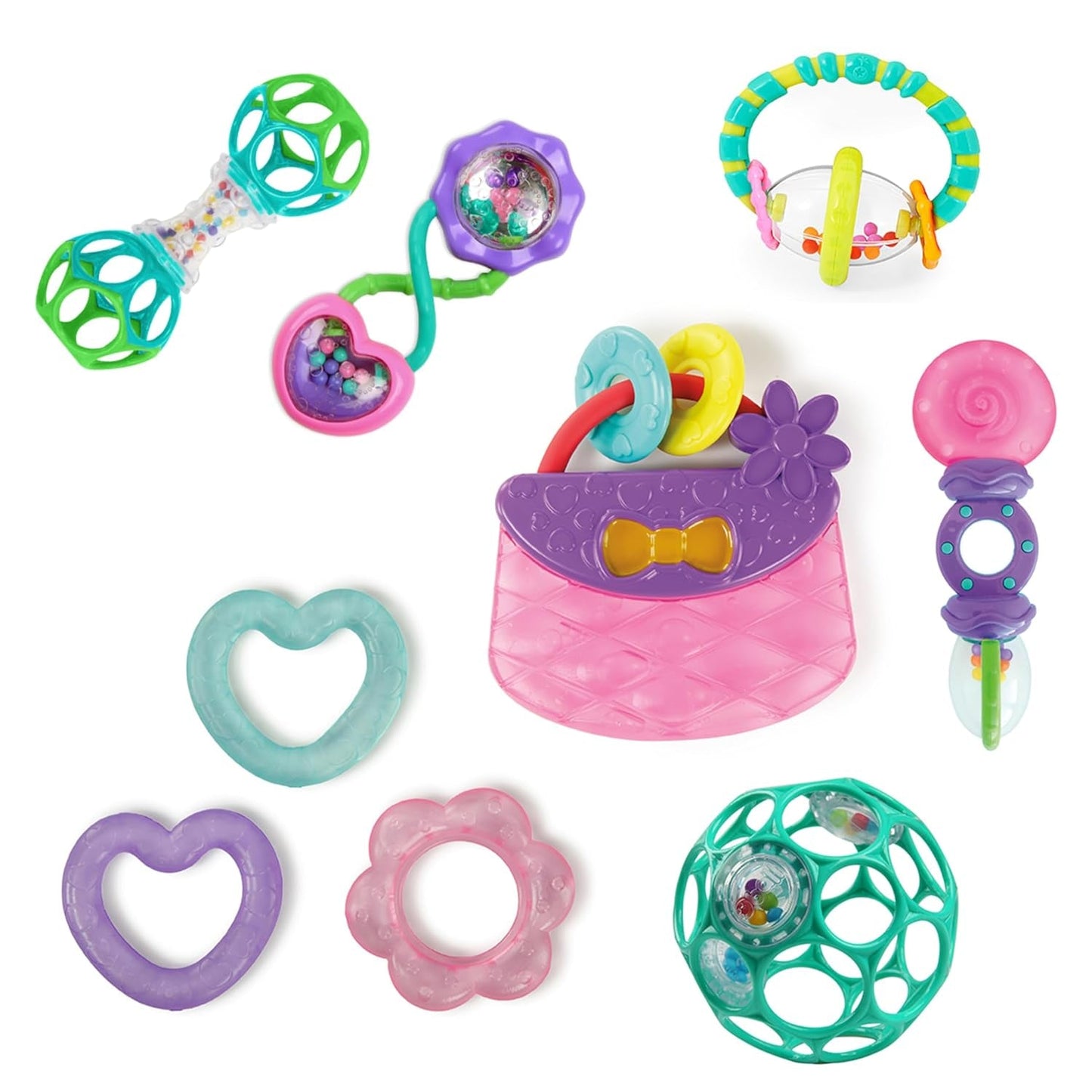 Bright Starts Little Shakers 6-delt gavesæt - babyrangler og bidere BPA-fri let at fange Unisex Newborn+