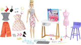 Barbie HDY90 - Modedesignerdukke (30,40 cm) og studie, 25+ design- og modetilbehør, designskrivebord, stol, symaskine, stofmodel, mannequin og mere, legetøj fra 3 år Naty Shop Dolls Standardtitel