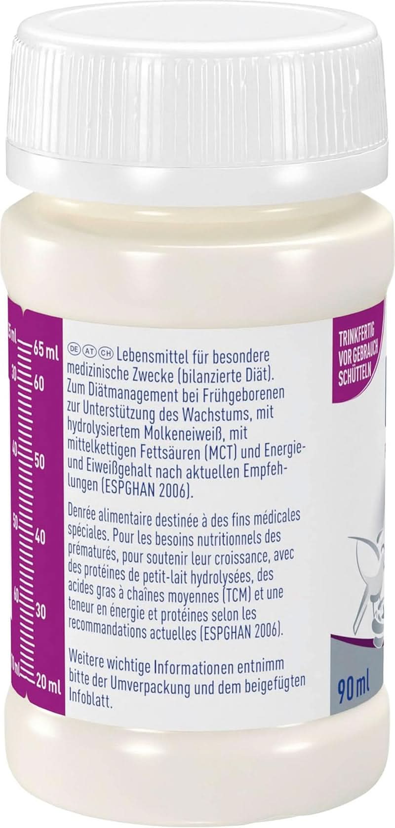 Mad til for tidligt fødte børn BEBA Level 2, Specialfoder til for tidligt fødte børn og nyfødte med lav vægt, klar til at drikke, pakke med 32 (32 x 90 ml) Naty Shop