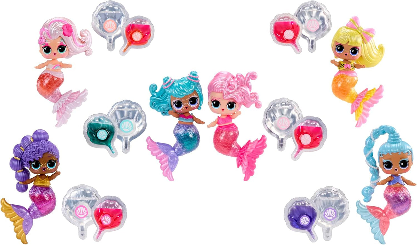 LOL overraskelse! Mermaids Makeover Magic Tots - Ægte lipgloss for dig og din dukke at lave selv, blande og skabe makeup, Sjov vandleg, 6 dukker at samle - Alders 4+