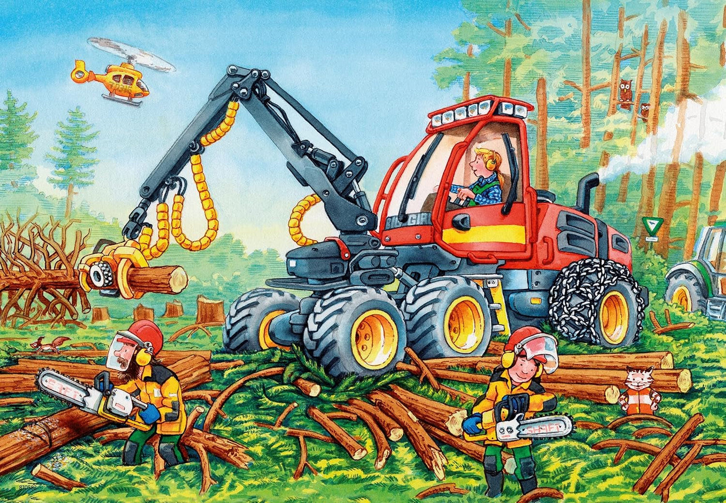 Ravensburger Puslespil til børn - 07802 Gravemaskine og skovtraktor - Puslespil til børn fra 4 år, med 2X24 brikker Puslespil Naty Shop
