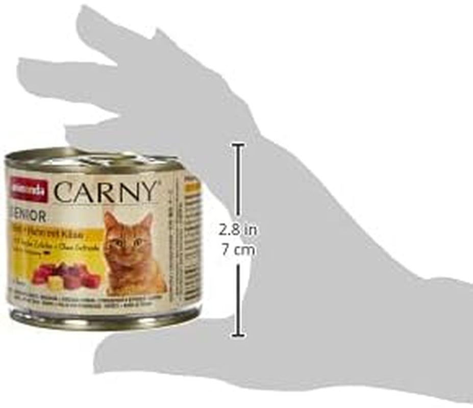Animonda Carny Senior Vådfoder til katte med oksekød + kylling + ost (6 x 200 g), kornfrit og sukkerfrit vådfoder til katte fra 7 år og ældre, med friske og kødfulde ingredienser