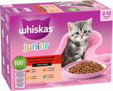 Whiskas Junior Classic Selection våd kattefoder i sauce, 48 poser, 12 x 85 g (pakke med 4) - Højkvalitets vådfoder til katte i vækst, 2 til 12 måneder