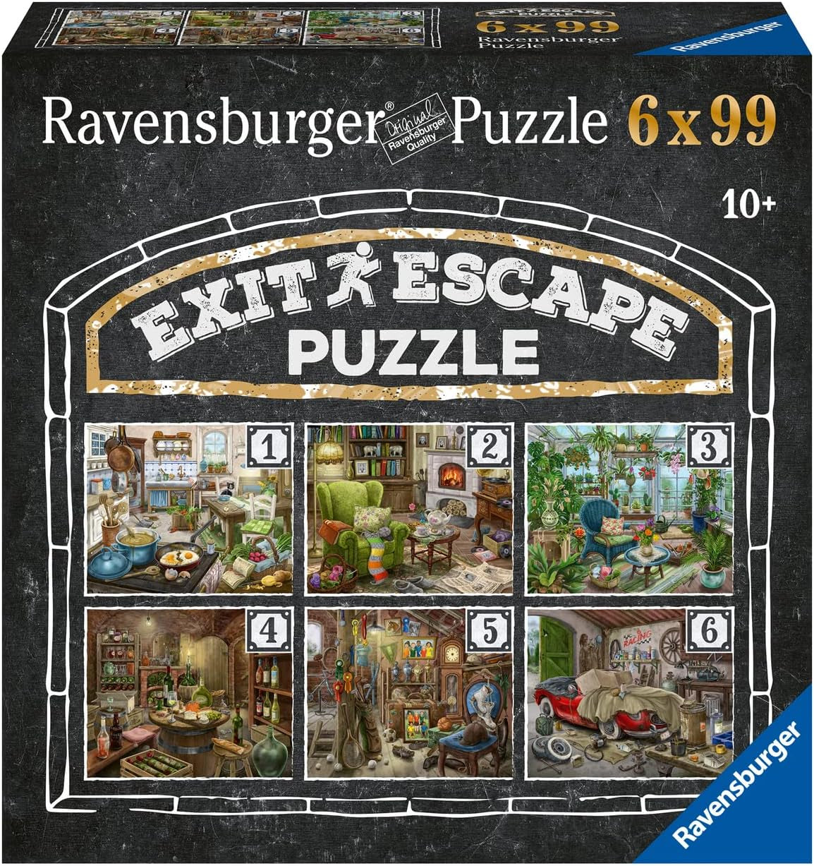 Ravensburger EXIT Puzzle - The Ghostly Manor House - 6X 99-brikkers puslespil til puslespil-elskende voksne og børn fra 10 år og opefter Puslespil Naty Shop Gothic
