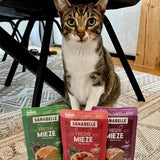 Sanabelle Freshe Mieze - Mixtray | 10 x 100g Mixpack | 4 lækre varianter af kattefoder at prøve | Dampet våd kattefoder, ligesom friskkogt