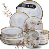 Moritz & Moritz BLOSSOM porcelænsservicesæt til 6 personer, 18 dele - Moderne service med et legende design - Letplejet kaffestel med tallerkener og skåle - Kombineret service