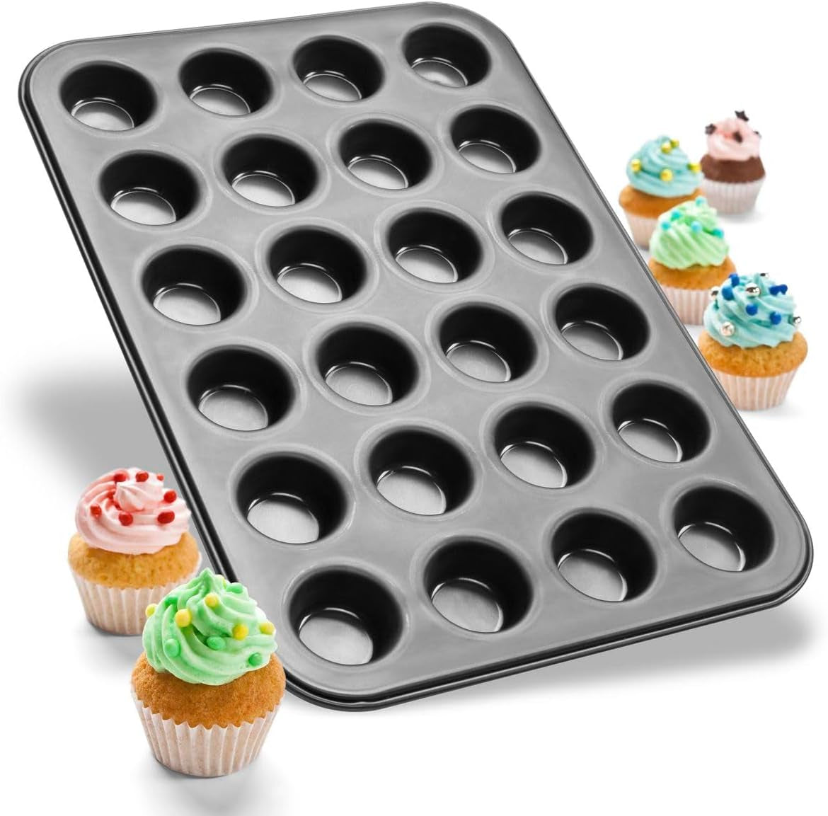 Zenker 6541 Black Metallic 24Er Mini-Muffinform – Antihaftbeschichte Für Perfekte Mini-Muffins, Ø 4,5 Cm, ​​Made in Germany Forme og bageplader Naty Shop