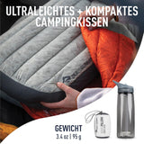 Sea to Summit - Eros dunrejsepude L - Ultralet og oppustelig - 10D materiale - Premium dunpude - Skridsikker - Til vandring og camping - 42 X 28 X 12 Cm - Grå - 95 G Naty Shop rejsepuder
