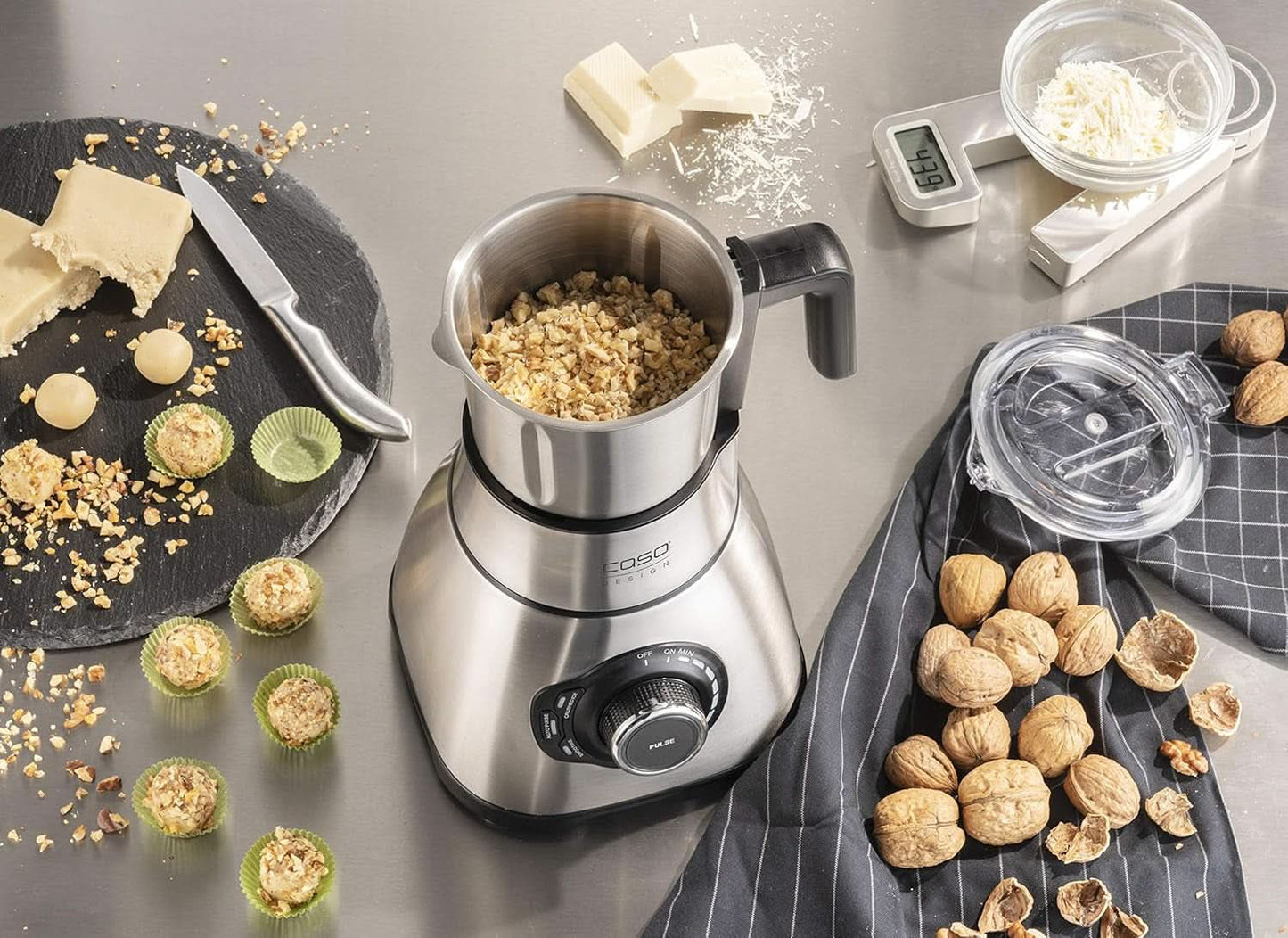 CASO B 1800 Powerblender-Set - Standmixer, 28.000 U/Min, Glasbeholder 1,75 L, Inkl. Trinkflasche Und Zerkleiner, Mixer Testsieger Mit Sehr Gut, Edelstahl Naty Shop