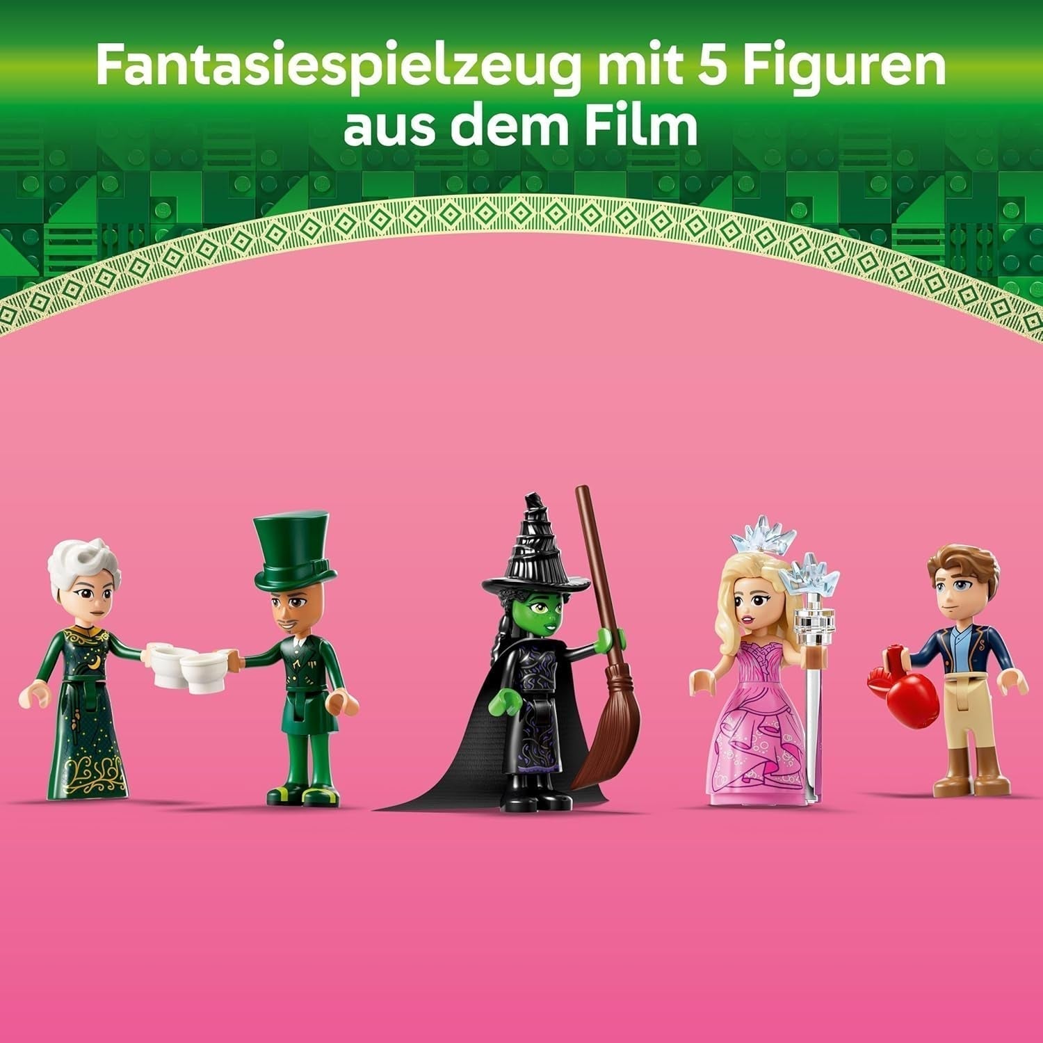 LEGO Wicked Velkommen til Emerald City tårnlegetøj, Glinda og Elphaba minidukker, gave til filmfans og piger og drenge fra 9 år, der elsker dukkehuse 75684 Byggesæt Besuche den LEGO-Store