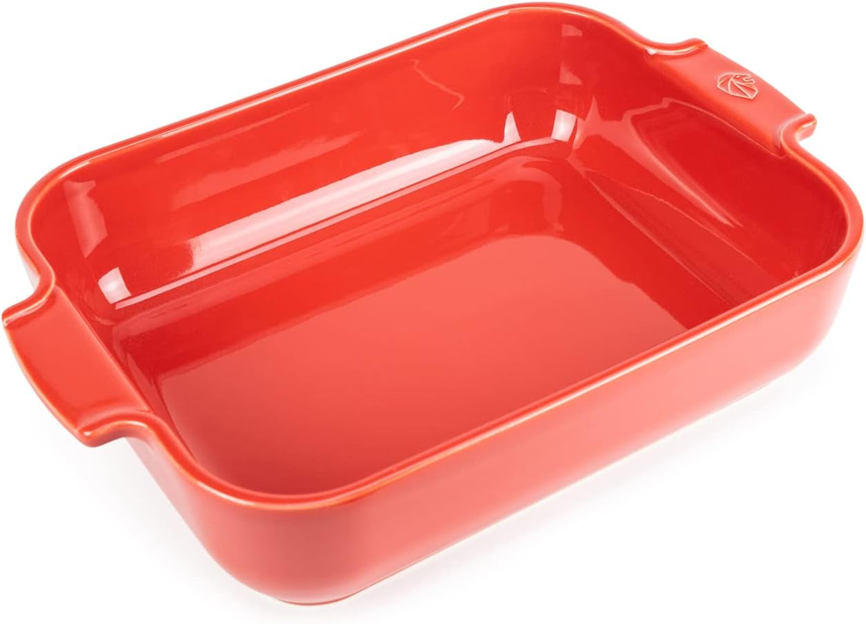 Peugeot Appolia Rechteckige Auflaufform Mit Griffen, Keramik, Schiefer / Grau, 7,2X31X21,7 Cm, Fassungsvermögen: Ca. 2 L, 60060 Forme og bageplader Naty Shop Rot