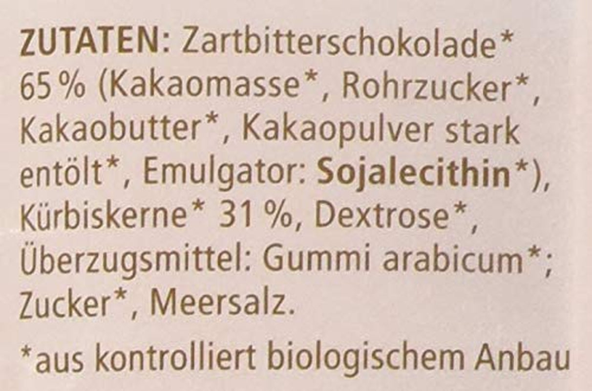 Landgarten økologiske græskarkerner i mørk chokolade - Vegansk ristet græskarfrø-chokolade-snack - kilde til magnesium - 1 x 50 g