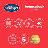 Silentnight bounceback dyne, 13,5 tom, king size, bomuldsblandingsstof, hvid, king size dyner og quilts Naty Shop