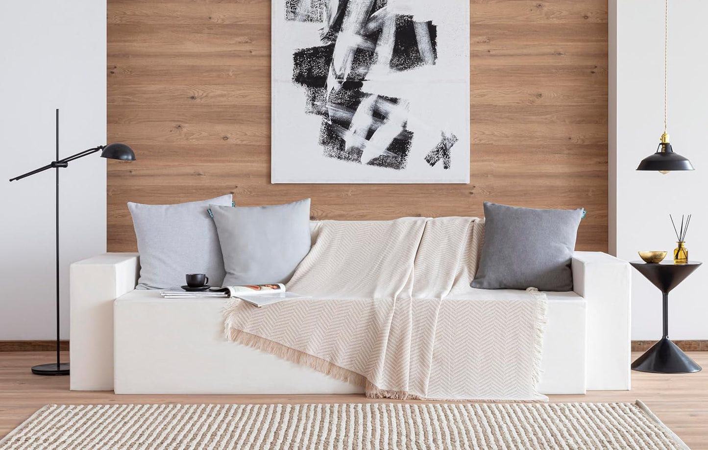 Todocama multifunktionelt sengetæppe, sengetæppe, sengetæppe, sofabetræk, jarapas, sildebensmønster (230 X 260 Cm, sandbeige). Senge og tæpper Besuche den Todocama-Store