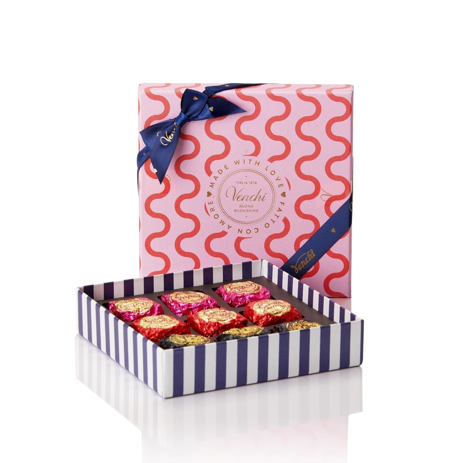 Venchi - æske med 9 forskellige chokolader, 175 g, glutenfri, ingen kunstige farver eller konserveringsmidler, gaveidé til Valentinsdag