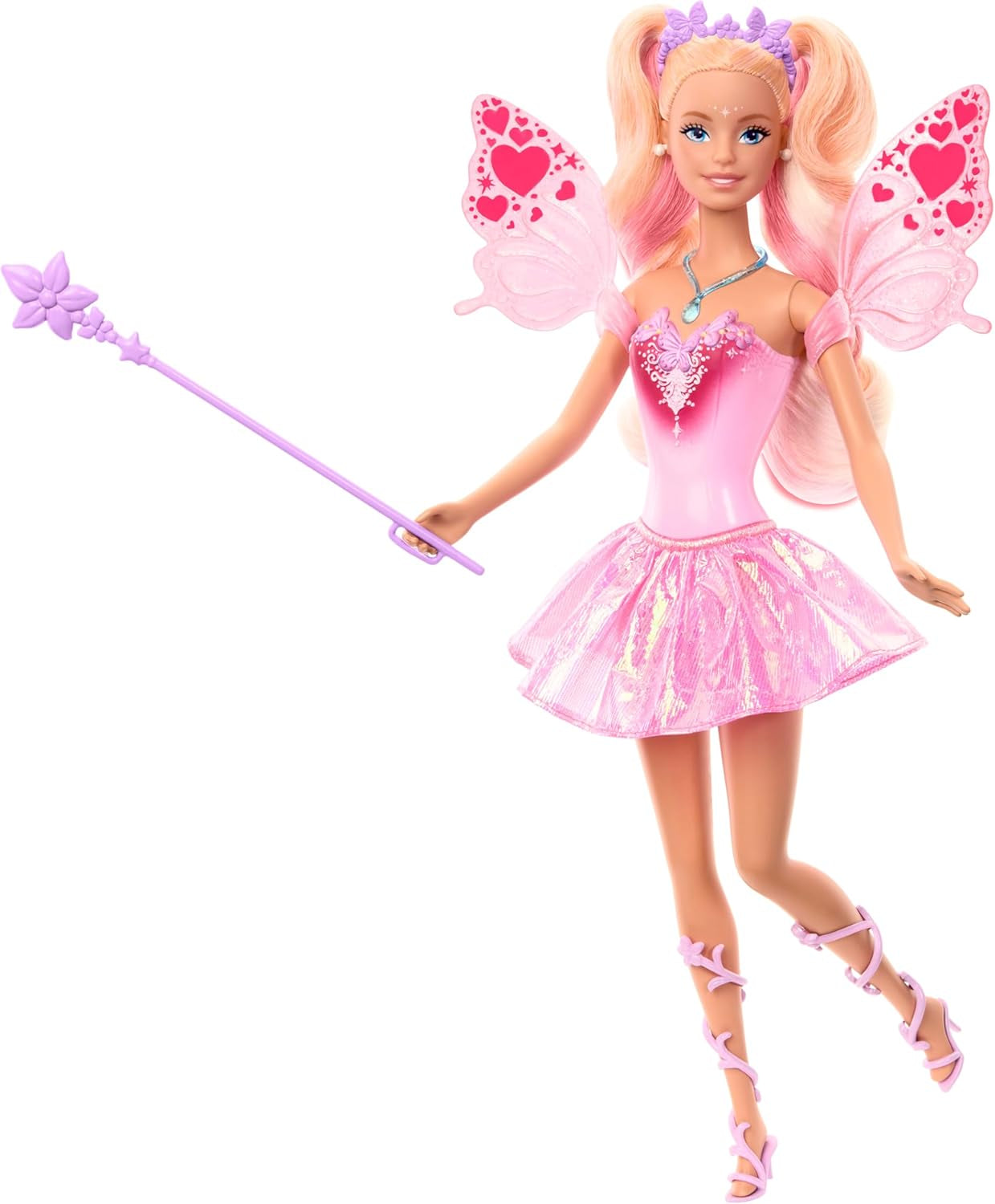 Mattel Barbie Doll Fairy med legetøjsstav og modetilbehør, fantastisk tema med vinger og farveskiftende outfit, JCP76, [Multicolor] Naty Shop Dolls Standardtitel