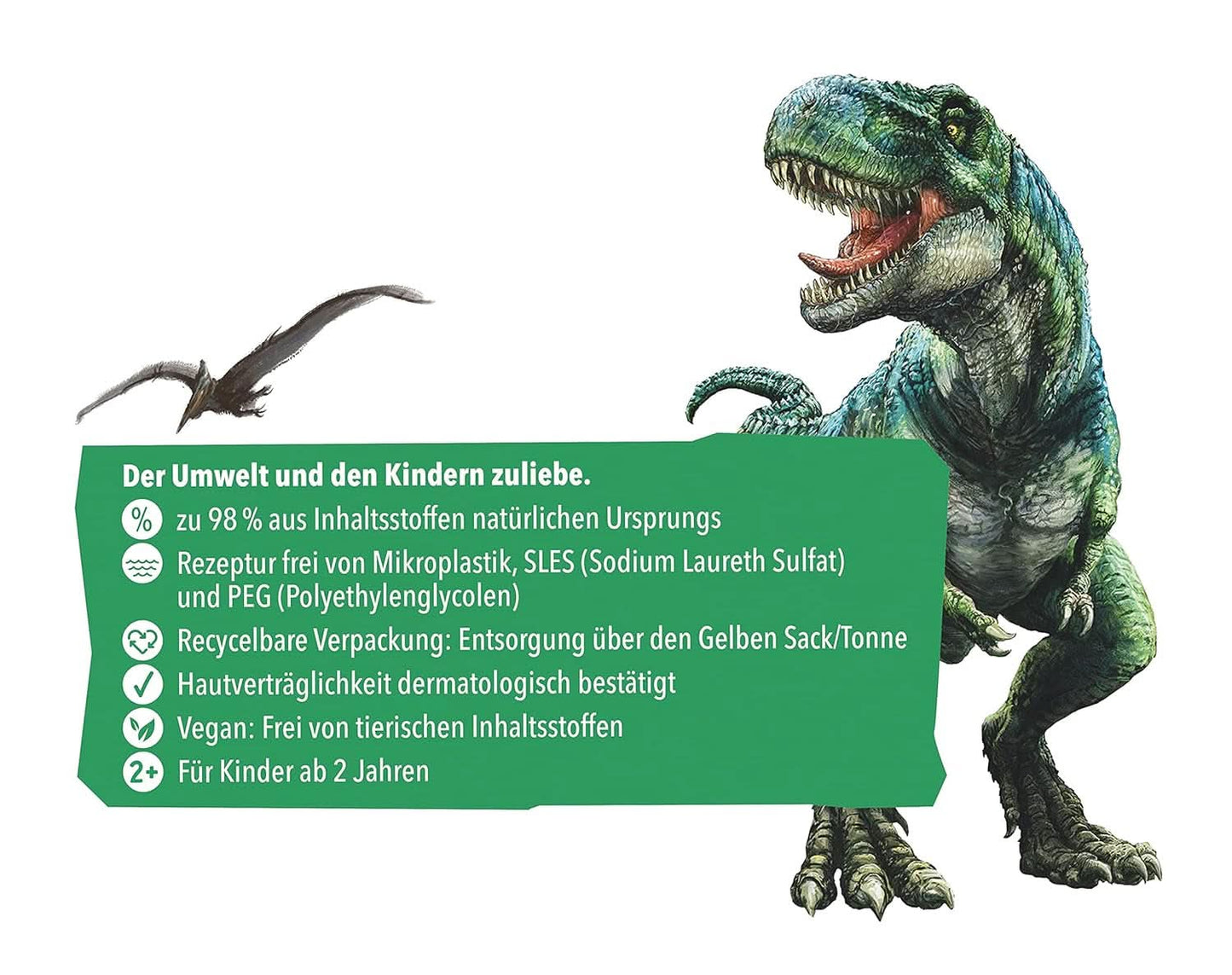 Tetesept Kids Dino - badetilsætning til børn, skum, farver vandet grønt, 40 ml Naty Shop