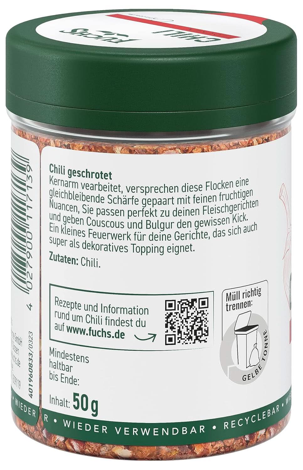 Fuchs chiliflager, 50 gram krydderier Naty Shop