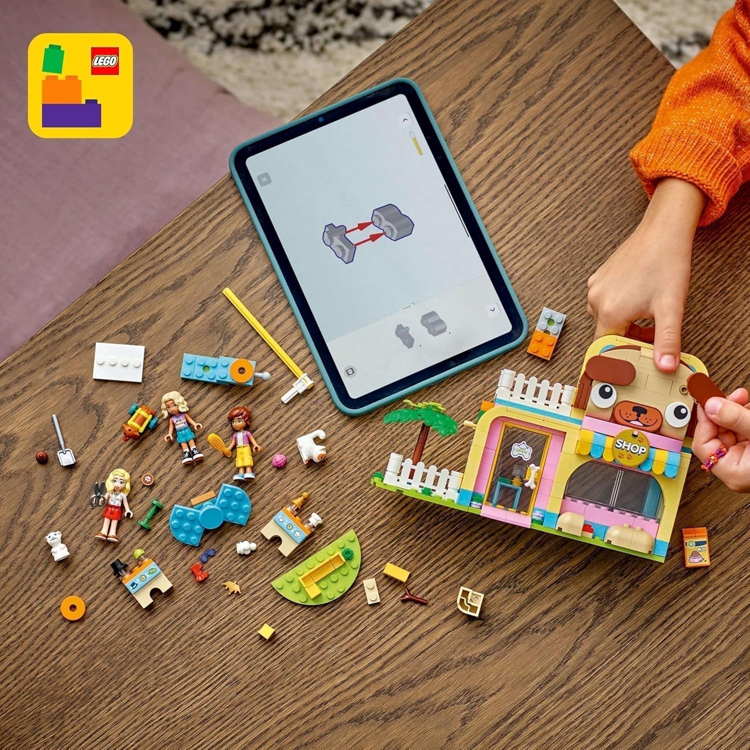 LEGO Friends Dyretilbehør Butik Lad som om Legesæt Pædagogisk legetøj til 6-årige piger 3 minifigurer og 3 dyrefigurer Kat Hund Kanin Gaveidé til børn 42650 Byggesæt Besuche den LEGO-Store