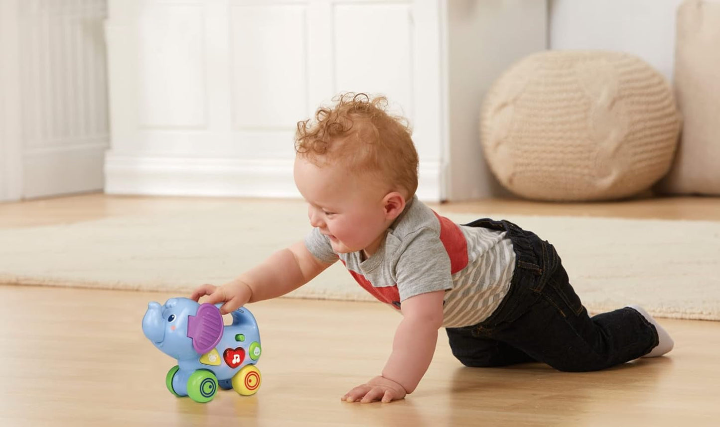 Vtech Baby Little Pushing Elephant - Interaktivt push and play legetøj - Med sange, melodier, sætninger og lyde - For børn i alderen 6-36 måneder Baby Toys Naty Shop