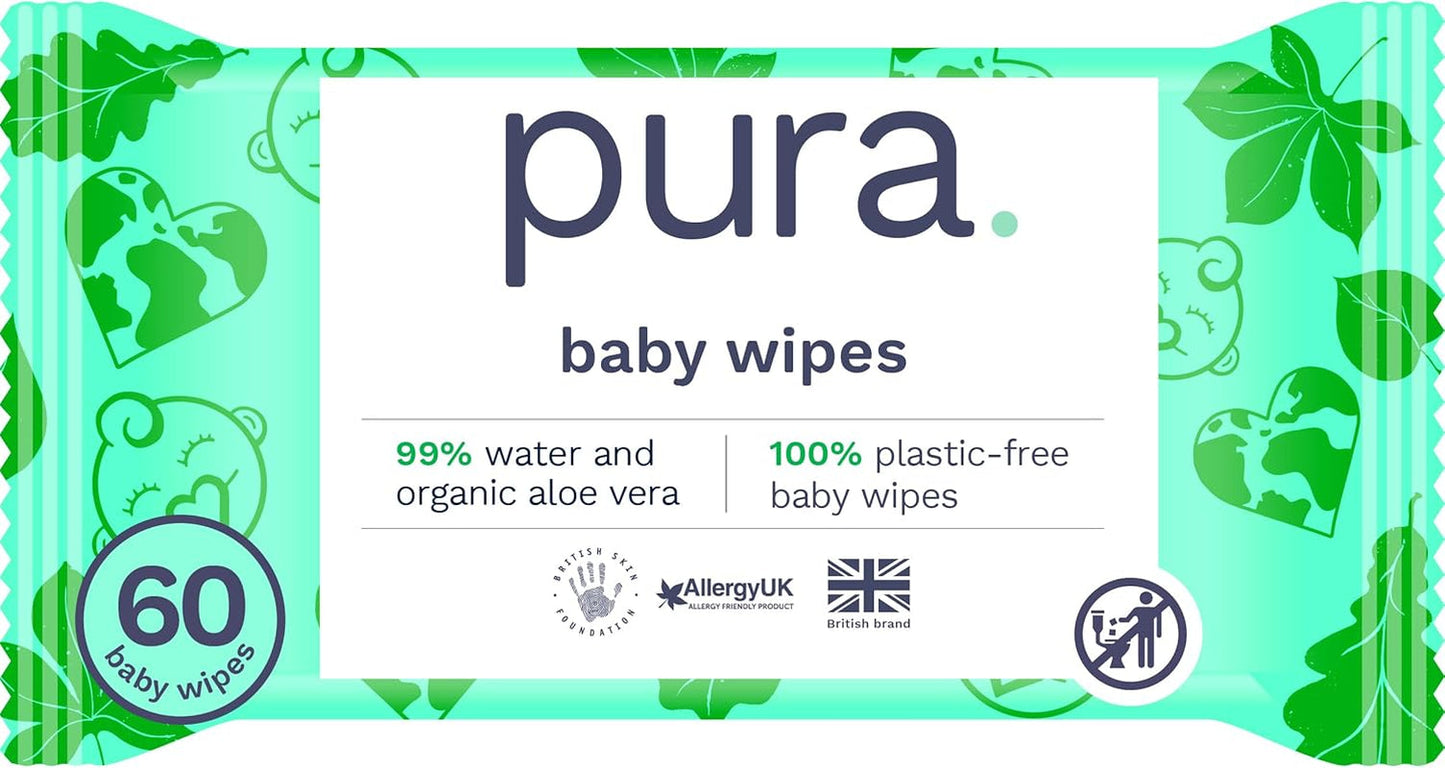 Miljøvenlige engangsbabyservietter til følsom babyhud 70 servietter (1 pakke) 99 % vand 100 % plastikfri til følsom hud Eksemtilbøjelig nyfødt biologisk nedbrydelig vegansk
