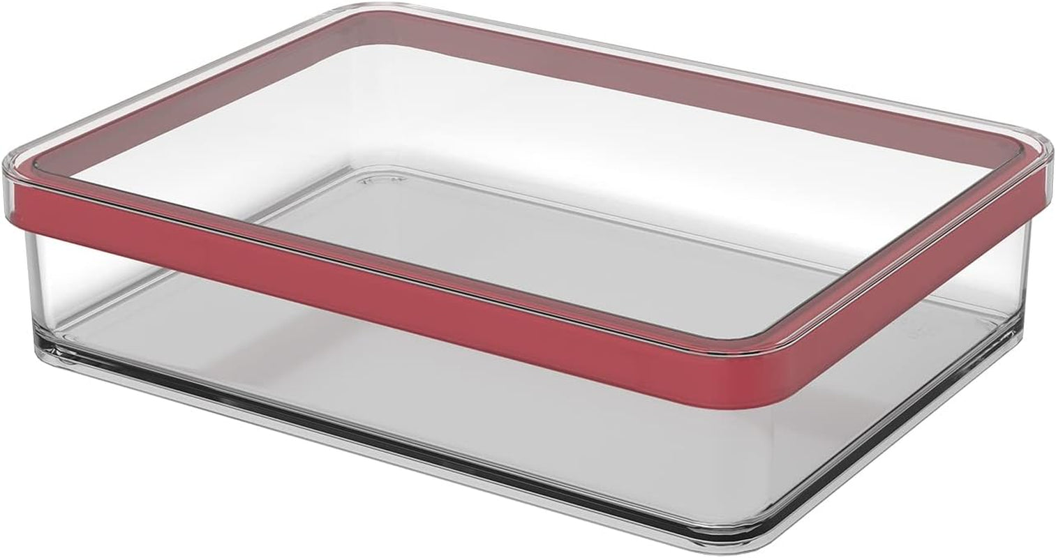 Rotho Loftsæt med 5 opbevaringskrukker med låg, forskellige størrelser, BPA fri madplast (PP), gennemsigtig/rød, (21,4 x 21,4 x 23,5 cm) Naty Shop madopbevaringsbokse 1 l bred