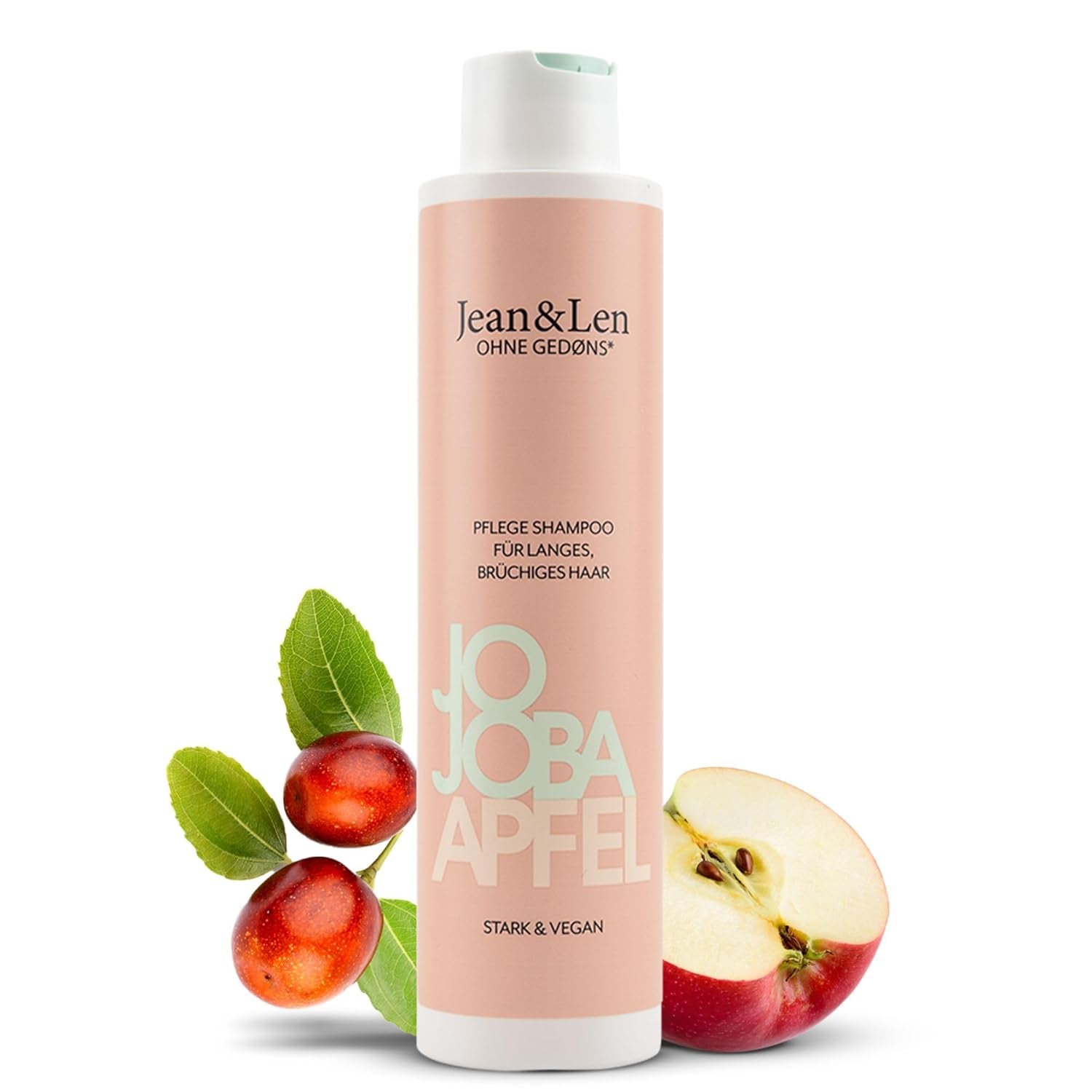 Jean & Len Care Shampoo Jojoba & Apple, nærer langt og skrøbeligt hår, 300 ml Brusebad og bad Jean & Len 300 ml