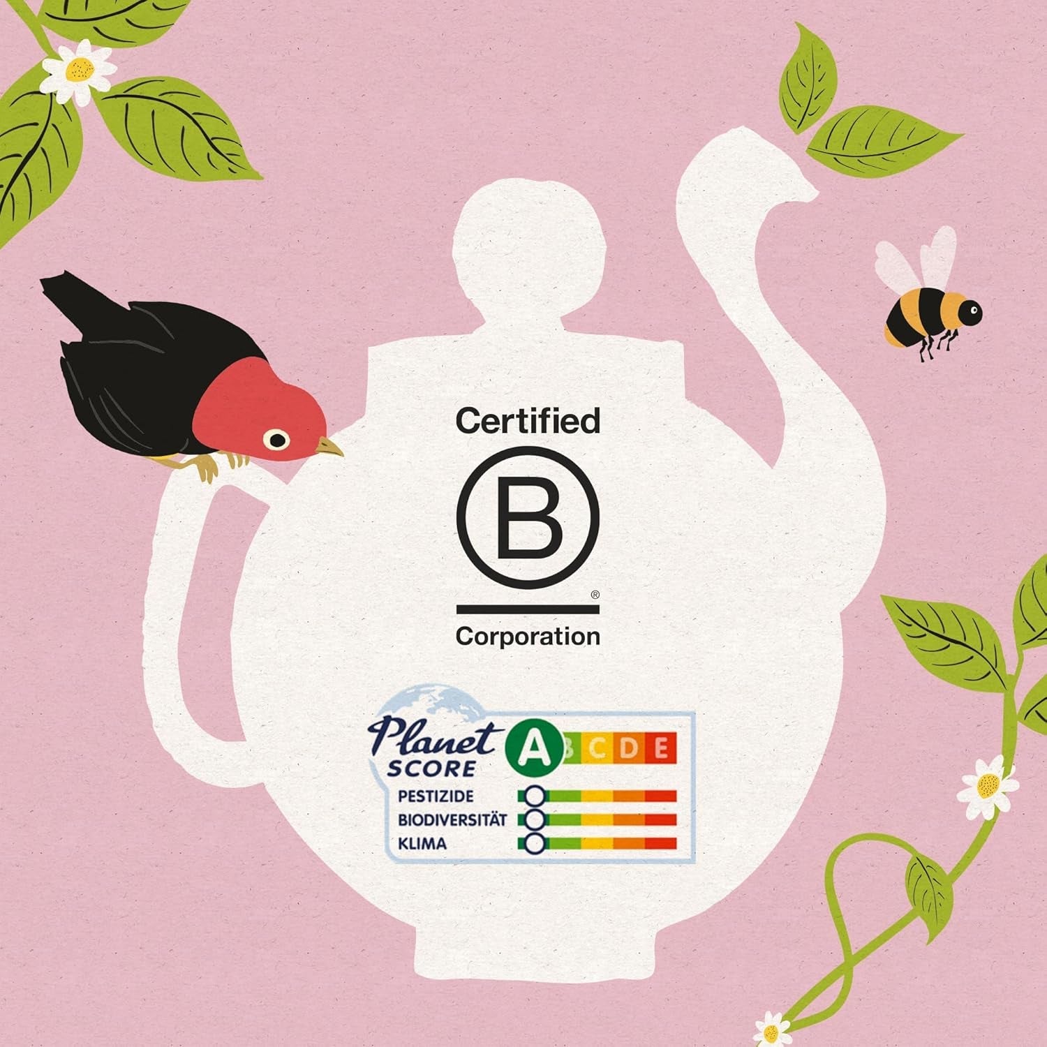 Cupper Økologisk frugt te Tranebær Hindbær | Hindbær te | 250 ublegede teposer | Big Pack | Perfekt til kontoret | Økologisk | Fair handel