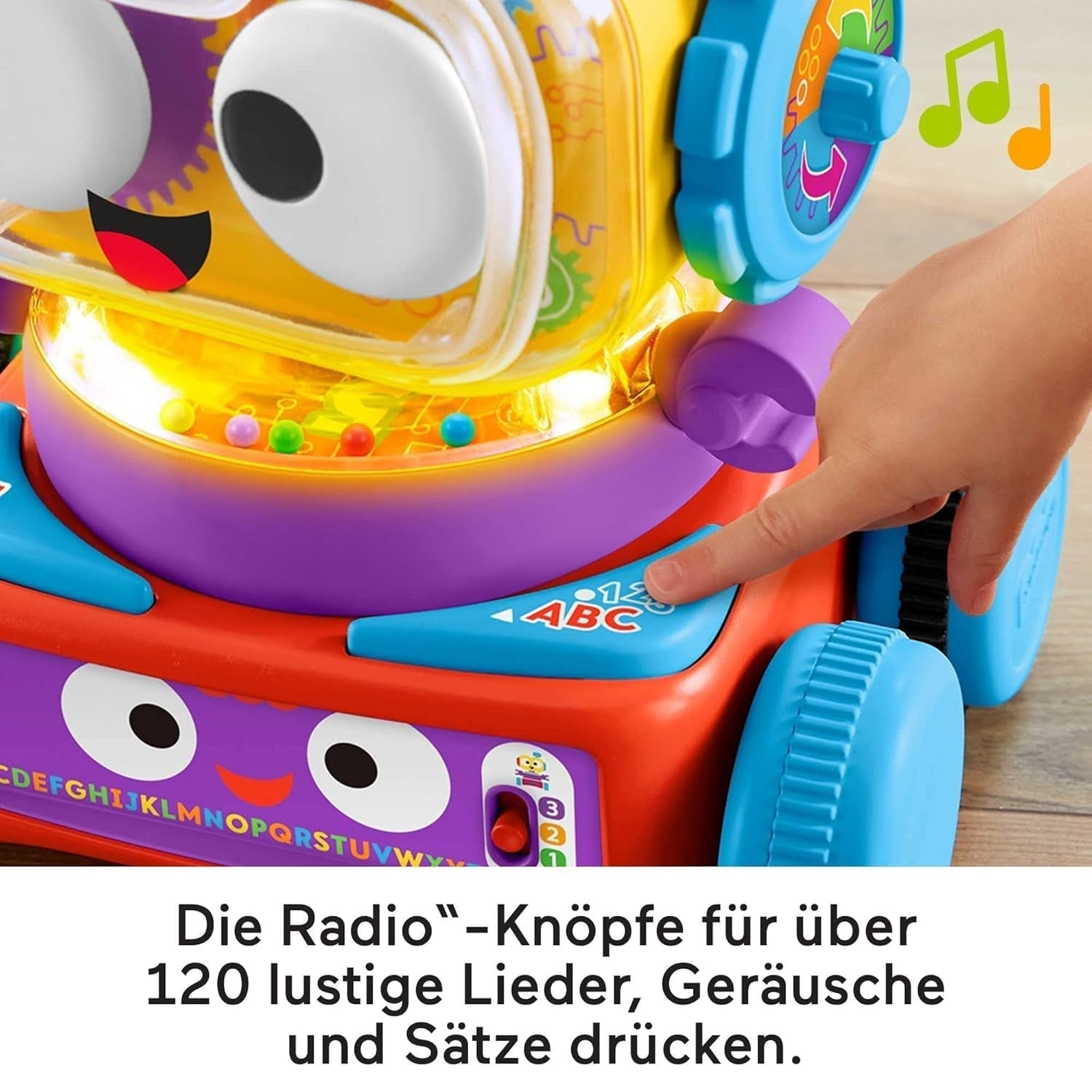 Fisher-Price 4-i-1 læringsrobot Linus til babyer og småbørn, legetøj fra 6 måneder - tysktalende, HCK39 Babylegetøj Naty Shop