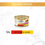 Gourmet Gold Fine Composition våd kattefoder med oksekød og kylling, pakke med 12 stk (12 x 85 g)