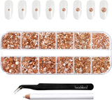 Beadsland 2500 stk Glas Nailart Strasssteine ​​​​Kristall Flatback Edelsteine ​​​​Runde, ​​Für Handwerk Gemischt 8 Größen SS4 ~ SS30 Mit Picking Pinzette Und Stift (Kristall Weiss)