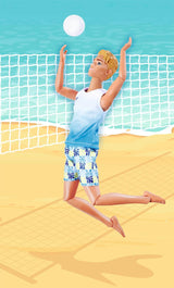 Steffi Love Beach Kevin, Kevin i badedragt med T-shirt og volleyball, fuldt bevægelig, 30 cm legedukke, fra 3 år, hvide Naty Shop Dolls