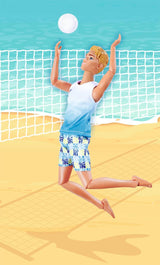 Simba Steffi Love Beach Kevin Doll, Kevin i badedragt med T-shirt og volleyball, fuldt leddelt, 30 cm, 3+