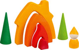 Goki 58427 - Dværghus - Goki Evolution - Lavet af højkvalitets ahorntræ - 7 dele - Farverig vandbaseret maling - Made in Europe Dukkehuse Naty Shop