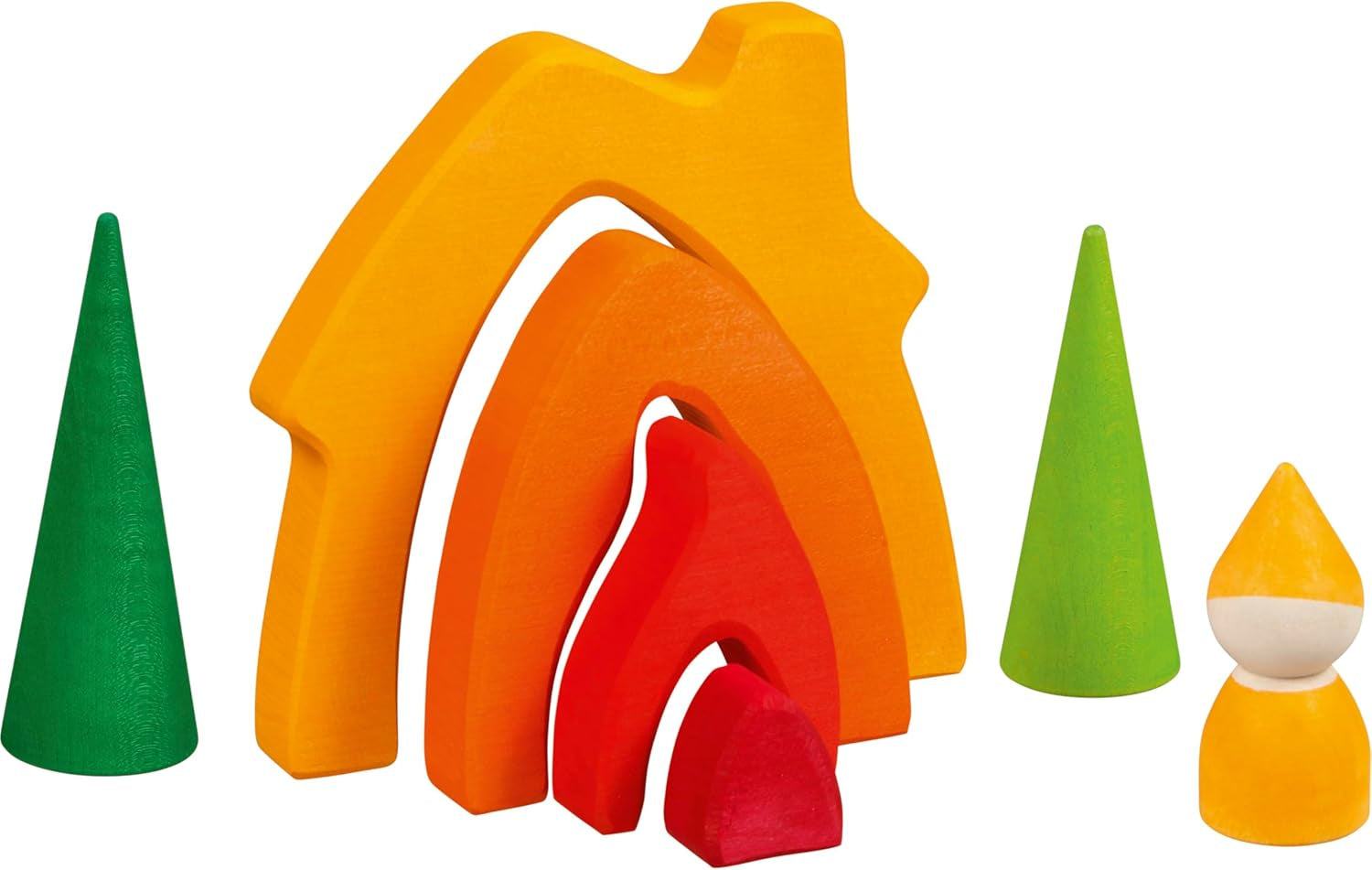 Goki 58427 - Dværghus - Goki Evolution - Lavet af højkvalitets ahorntræ - 7 dele - Farverig vandbaseret maling - Made in Europe Dukkehuse Naty Shop