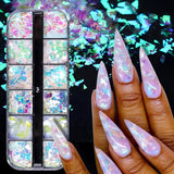 JMEOWIO Nail Glitter 12 Grids Havfrue Negle Art Decoration Accessories Negle Design