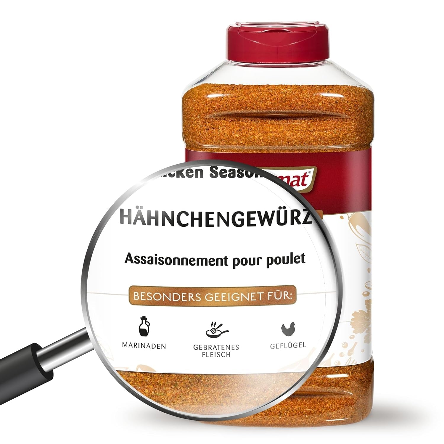Prymat Hähnchengewürz 1100g, Gewürzmischung für Hhn, Tyrkiet, Ente, Gans, Grillgewürze, Marinade für Fleisch im Streuer