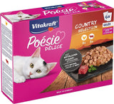 Vitakraft Poésie Délice, Country Selection, Nassfutter Katze, Katzennassfutter Gelee, med kylling, med oksekød (1 pakke med 6x 85g)